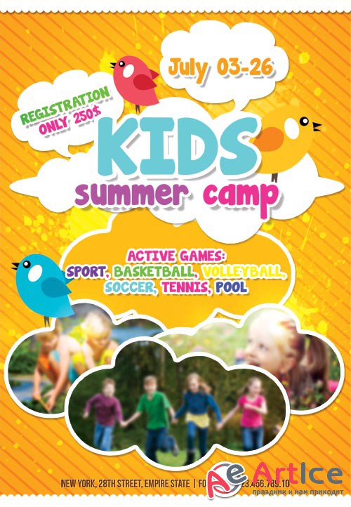 Kids Summer Camp psd flyer template