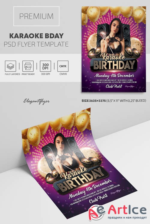 Karaoke Bday V1809 2019 Premium Flyer Template in PSD