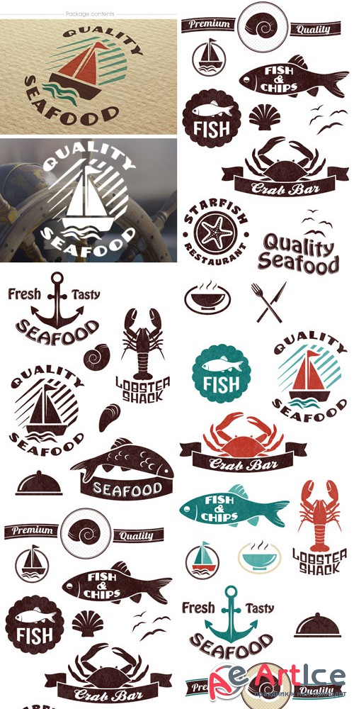 Super premium logo builder - Seafood - Stock Vector