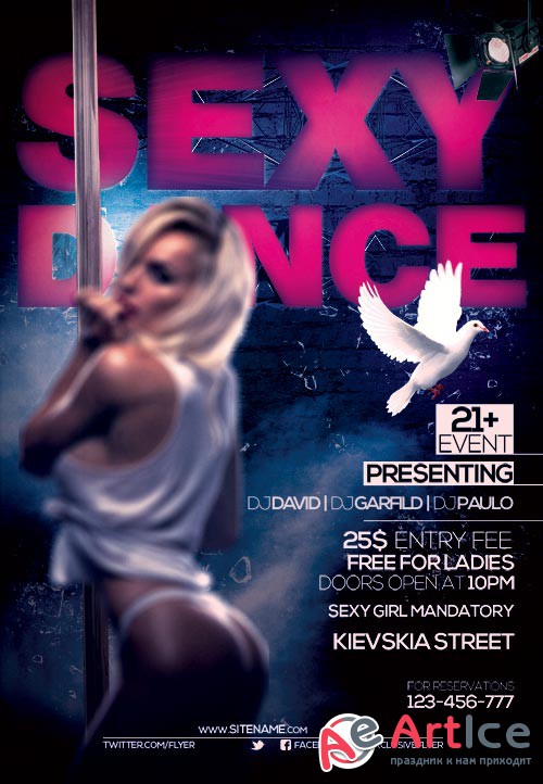 Sexy dance psd flyer template