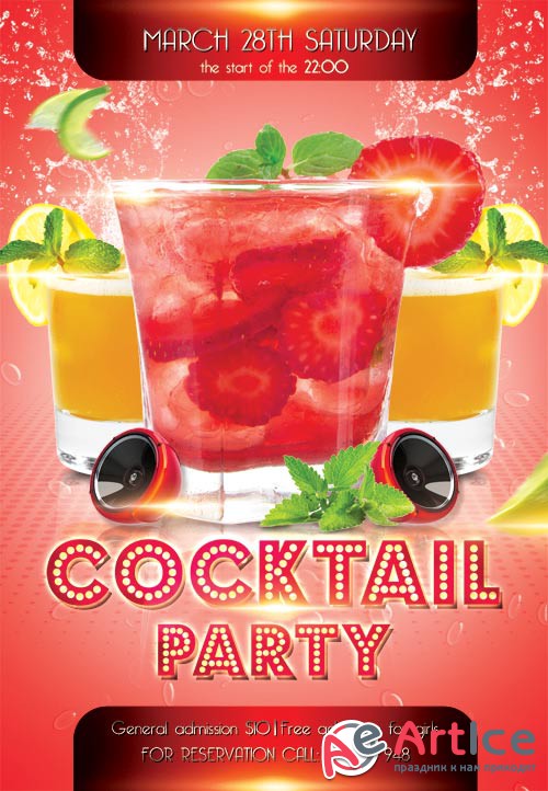 Cocktail party psd flyer template