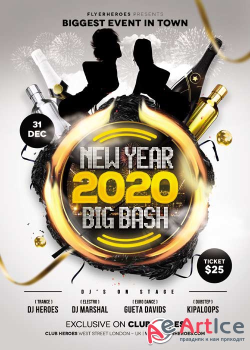 New Year Big Bash psd flyer template