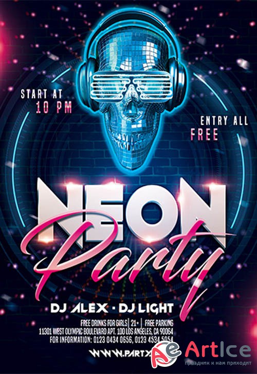 Neon Party V2211 2019 Premium PSD Flyer Template