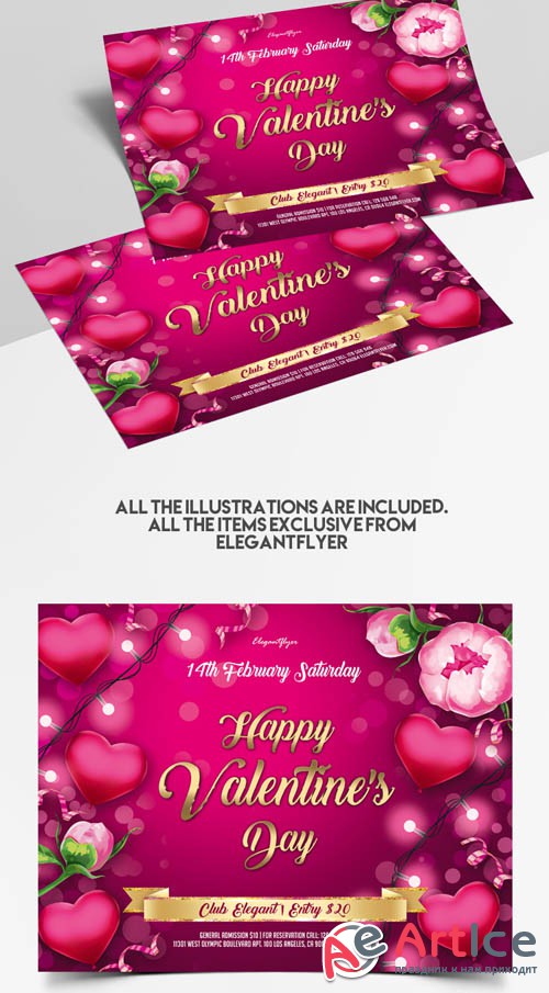 St Valentines Day V1101 2020 Premium PSD Flyer Template