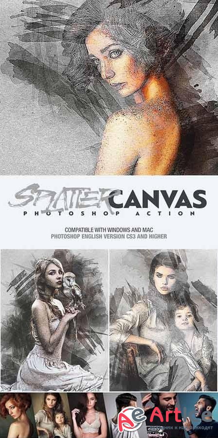 Splatter Canvas Photoshop Action - 25815169